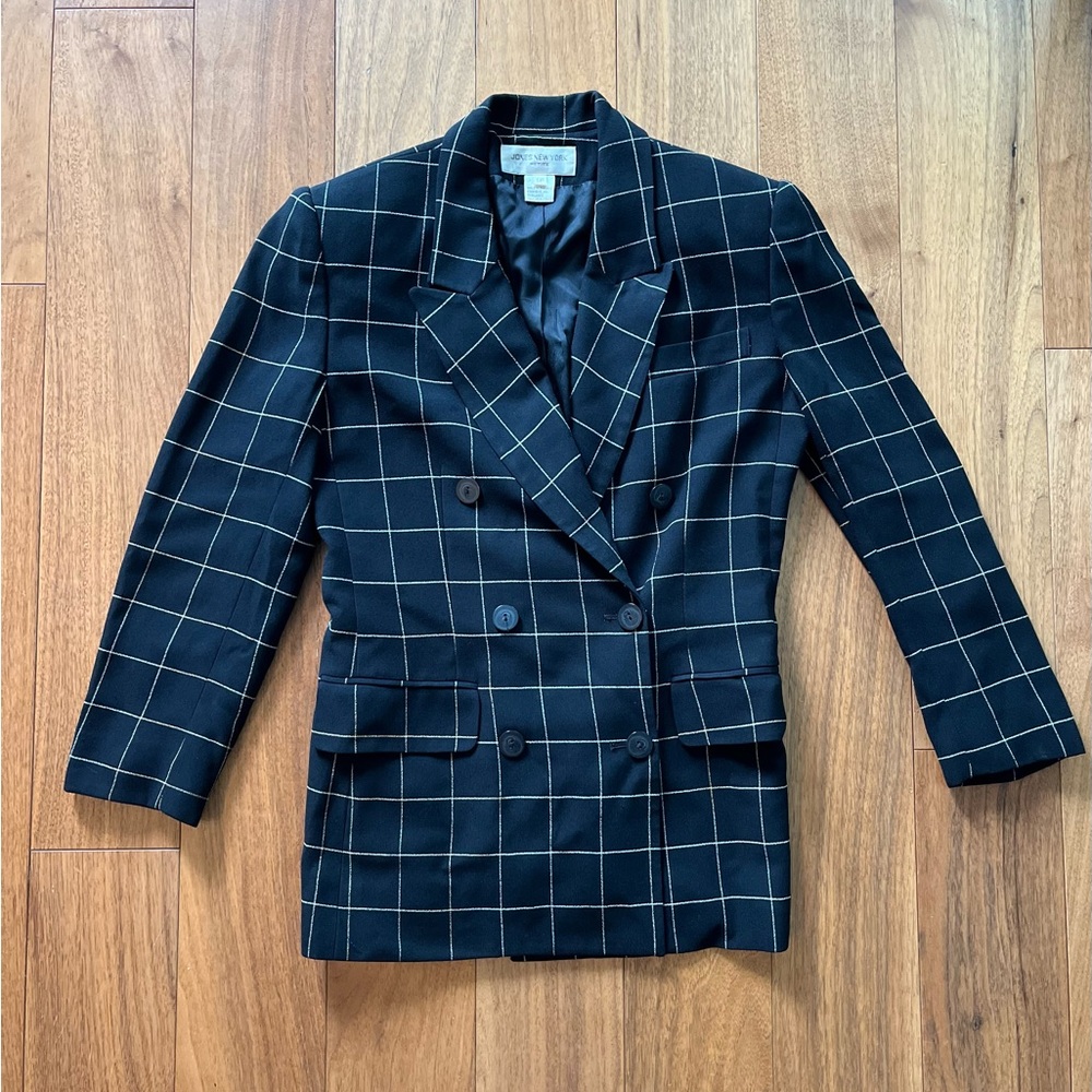 Jones New York Women's Black Checkered Blazer, size 6P